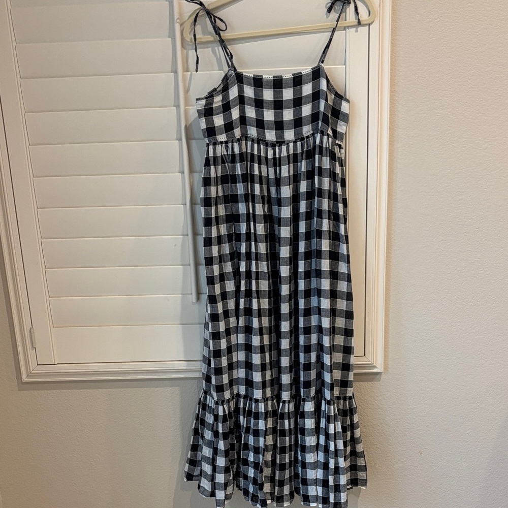 THE GREAT. Checkered Black and White Dress